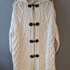 Mango Nordic Hooded Cable-Knit Long Cardigan